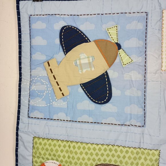 Circo Baby Crib Blanket Quilt Airplane Train Car Rocket Helicopter 42x33 Nursery - Picture 2 of 10